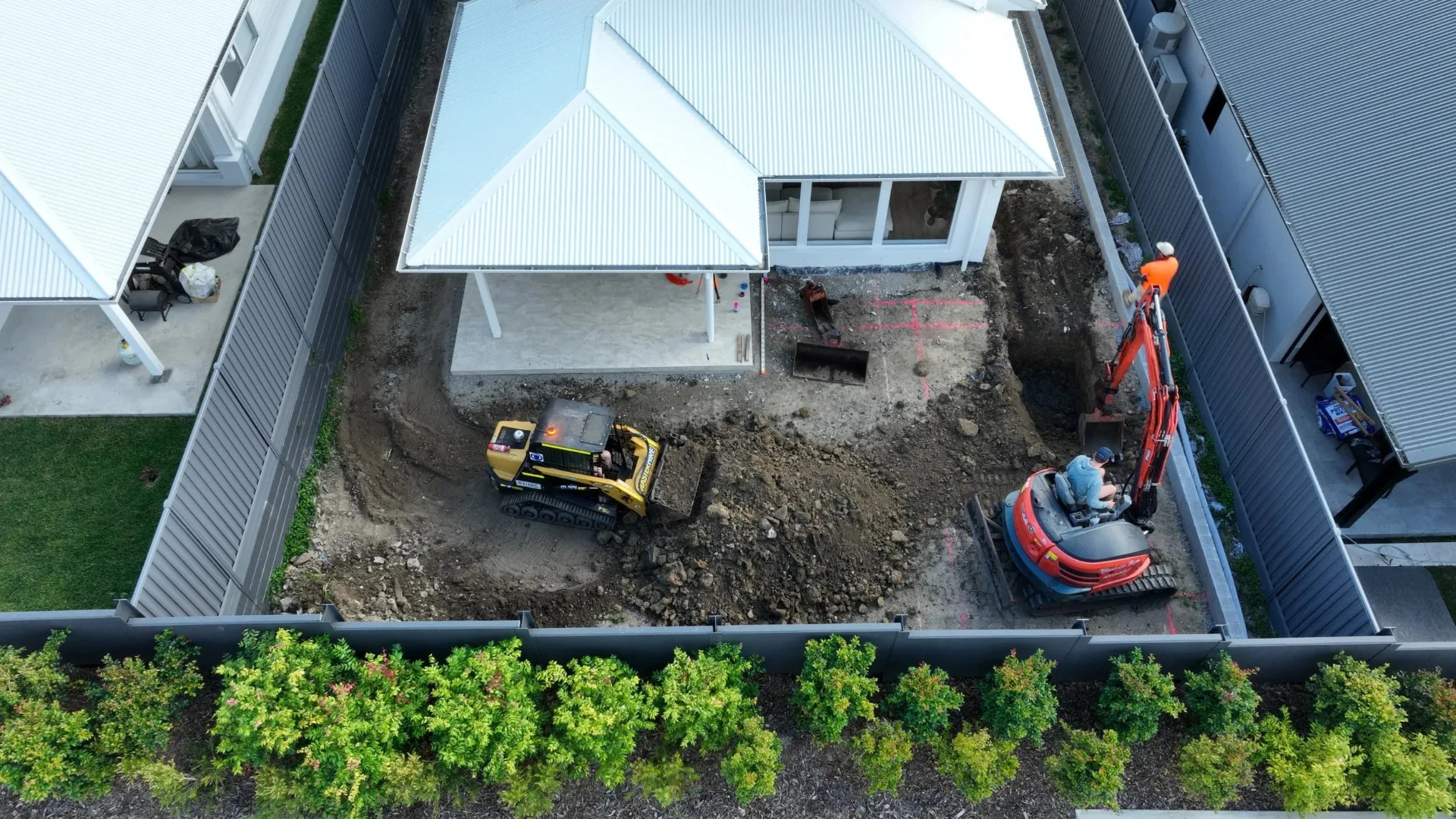 Aerial view of a Gold Coast excavation site prepared by BD Excavation Services