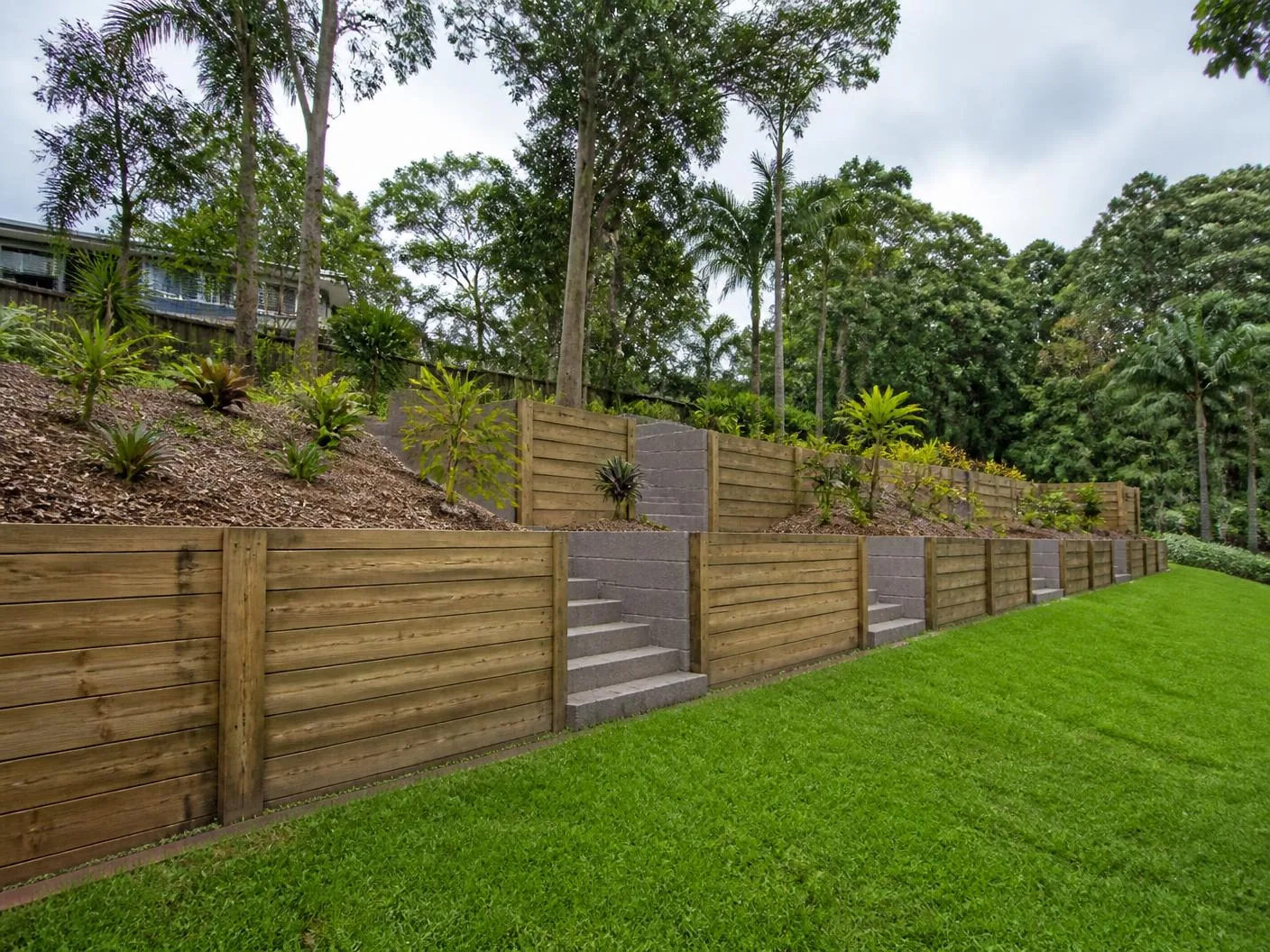 Block retaining wall built by BD Excavation Services on the Gold Coast
